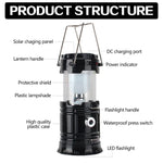 LED Zeltleuchte Solar Wiederaufladbare Campinglampe Dehnbare Multifunktionslaterne, unterstützt USB-Ausgang, Solar + EU-Stecker