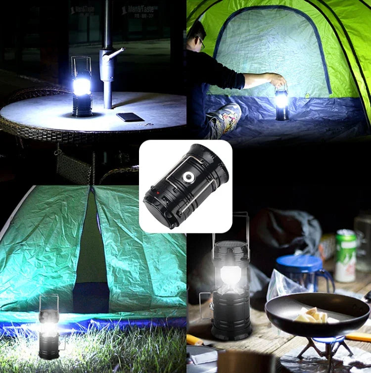 LED Zeltleuchte Solar Wiederaufladbare Campinglampe Dehnbare Multifunktionslaterne, unterstützt USB-Ausgang, Solar + EU-Stecker