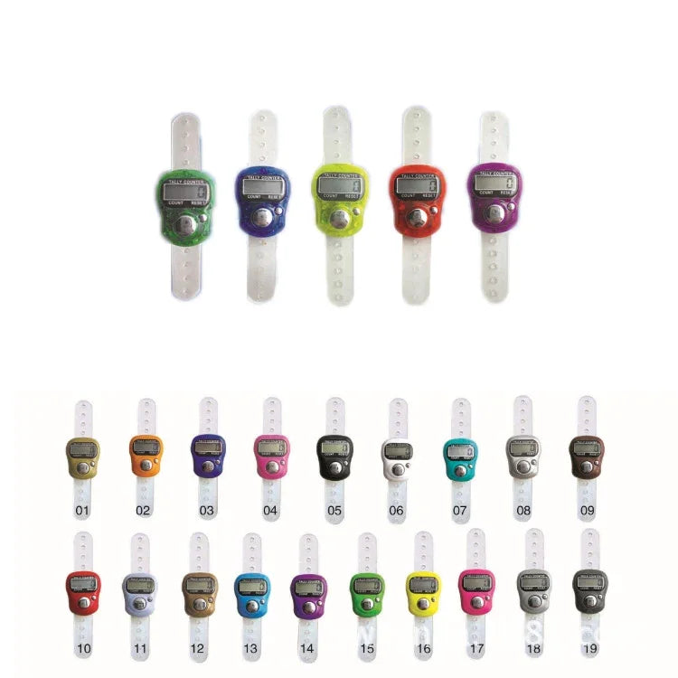 10 Stk. Fingerzähler aus Kunststoff, manuell, Ring-Stil, Mini-Elektronikzähler, zufällige Farbauswahl, 10 Stk. zufällige Farbe