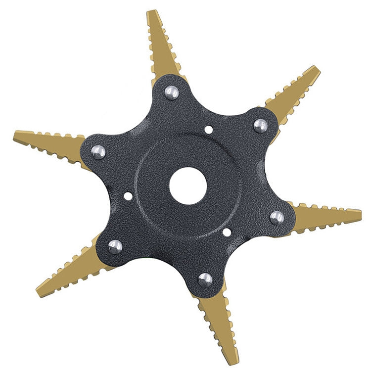 Toothed Mower Blade Six-Leaf Cyclone Blade Agricultural Weeder Parts, Golden Blade Bagged Gray, Golden Blade Bagged Green, Golden Blade Bagged Yellow, Golden Blade Bagged Red