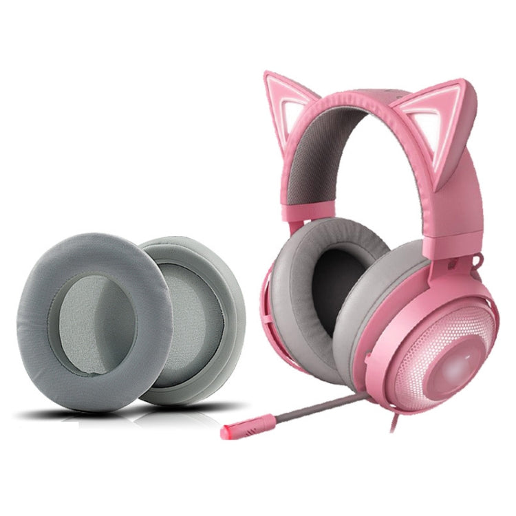 2 Stück Eisgefühl Gel-Ohrpolster Schwammhülle Ohrpolster Geeignet Für Razer Meng Cat Pink Crystal Edition Beihai Giant Monster V2 RGB Symphony Kopfhörer, Schwarz, Grau
