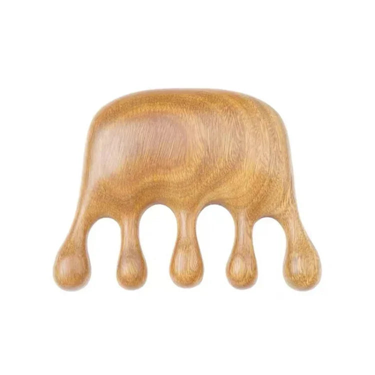 Massagekamm aus grünem Sandelholz, 8 x 6 cm