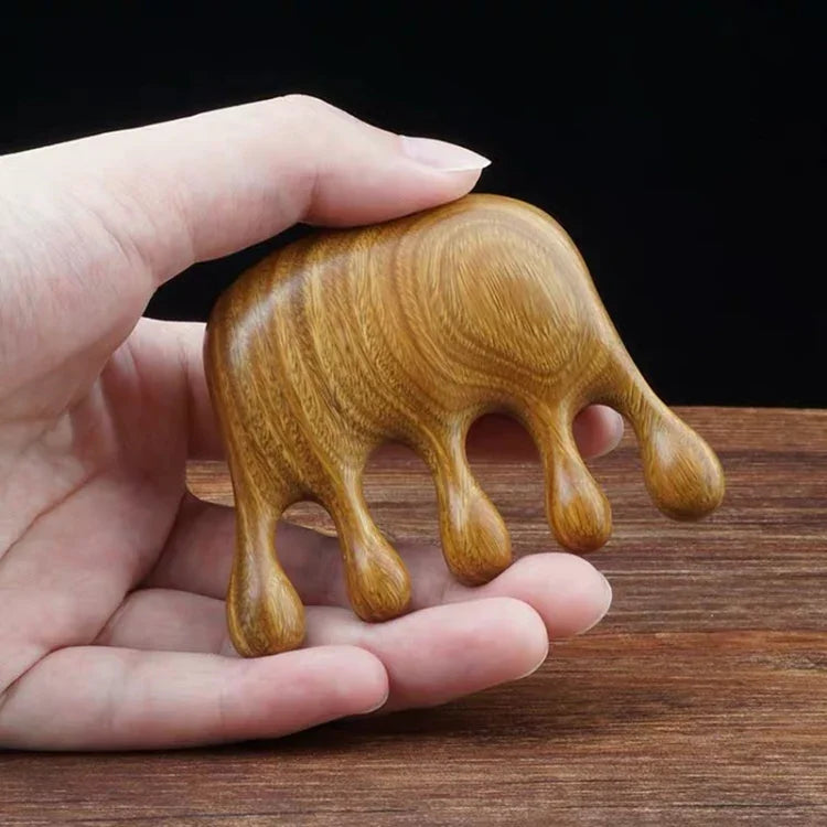 Massagekamm aus grünem Sandelholz, 8 x 6 cm
