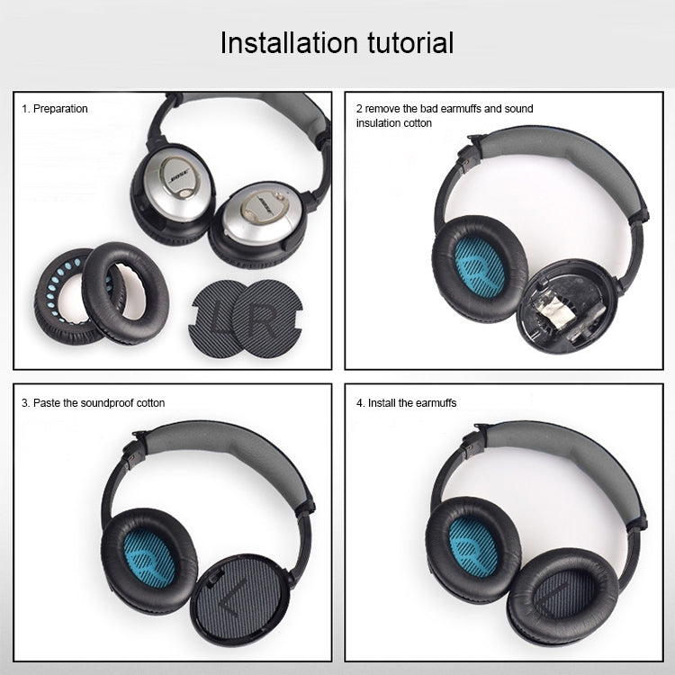 2 STÜCK Headset-Schwammüberzug für BOSE QC15 / QC3 / QC2 / QC25 / AE2 / AE2i, Druckfarbe + Blau LR, Weiß + Blau LR, Druckfarbe + Schwarz, Schwarz + Schwarz, Weiß + Schwarz, Druckfarbe + Grau, Khaki + Grau, Kaffee + Grau, Weiß + Grau, Grau + Grau