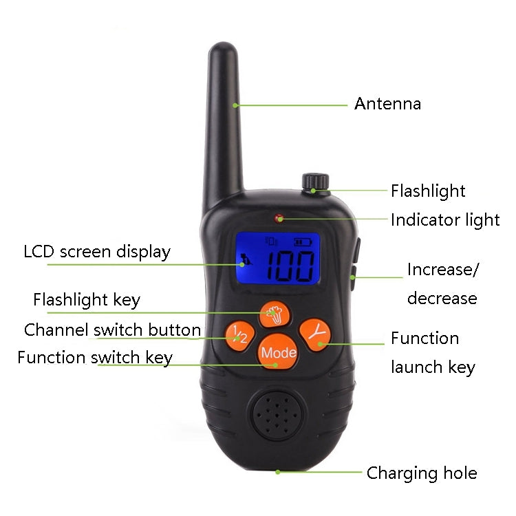998DC Bellkontrolle Ferntrainer Anti-Biss-Halsband Elektroschock-Hundetrainingsgerät, UK-Stecker