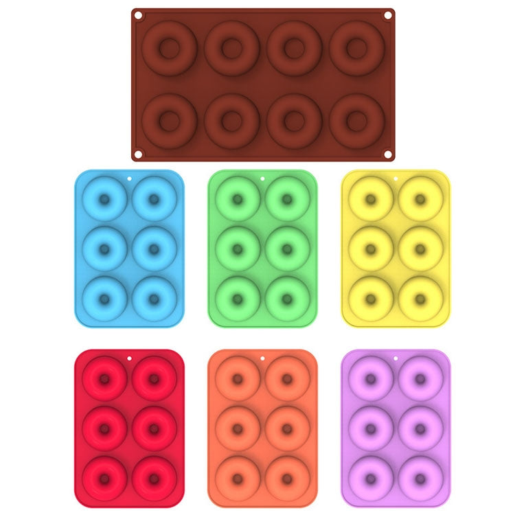 Backofen-Backwerkzeuge Silikonkuchen-Donutform, 8-fach Braun, 6-fach Blau, 6-fach Lila, 6-fach Grün, 6-fach Orange, 6-fach Gelb, 6-fach Rot
