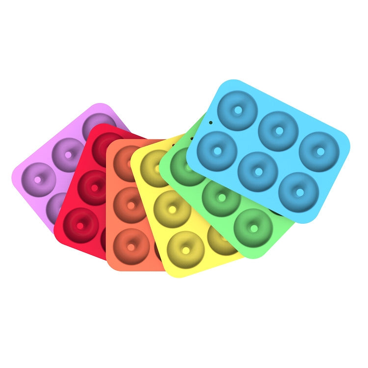Backofen-Backwerkzeuge Silikonkuchen-Donutform, 8-fach Braun, 6-fach Blau, 6-fach Lila, 6-fach Grün, 6-fach Orange, 6-fach Gelb, 6-fach Rot