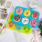 Backofen-Backwerkzeuge Silikonkuchen-Donutform, 8-fach Braun, 6-fach Blau, 6-fach Lila, 6-fach Grün, 6-fach Orange, 6-fach Gelb, 6-fach Rot