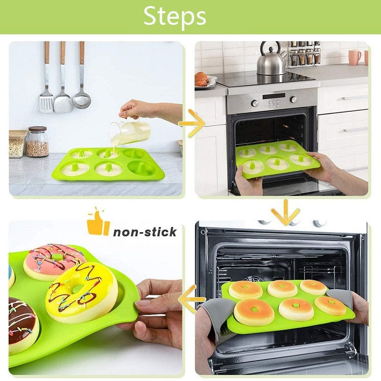 Backofen-Backwerkzeuge Silikonkuchen-Donutform, 8-fach Braun, 6-fach Blau, 6-fach Lila, 6-fach Grün, 6-fach Orange, 6-fach Gelb, 6-fach Rot