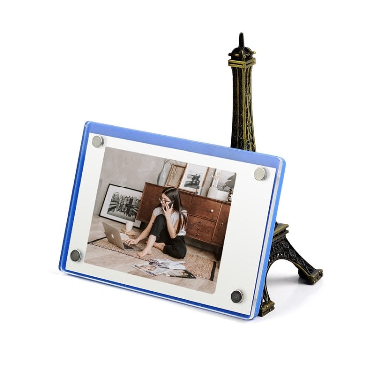 3-Zoll-Foto-Acryl-Bilderrahmen Kühlschrank Magnetaufkleber für Polaroid, 98 Prozent durchscheinend, Wellenpunkt, Pink, Blau