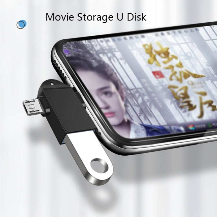 10 St. LI-09 USB 3.0 Buchse auf USB-C / Typ-C + Micro USB Stecker Multifunktions-OTG-Adapter mit Umhängeband, Schwarz, Gold, Silber, Roségold