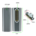 20-Pin-Winkel-Magnet-USB-C-/Typ-C-Adapter unterstützt Laden und 4K-Videoübertragung, Silber, Grau, Schwarz