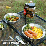 CLS Outdoor Edelstahl Geschirr Tragbares Camping-Essschalen-Set, 16-teilig
