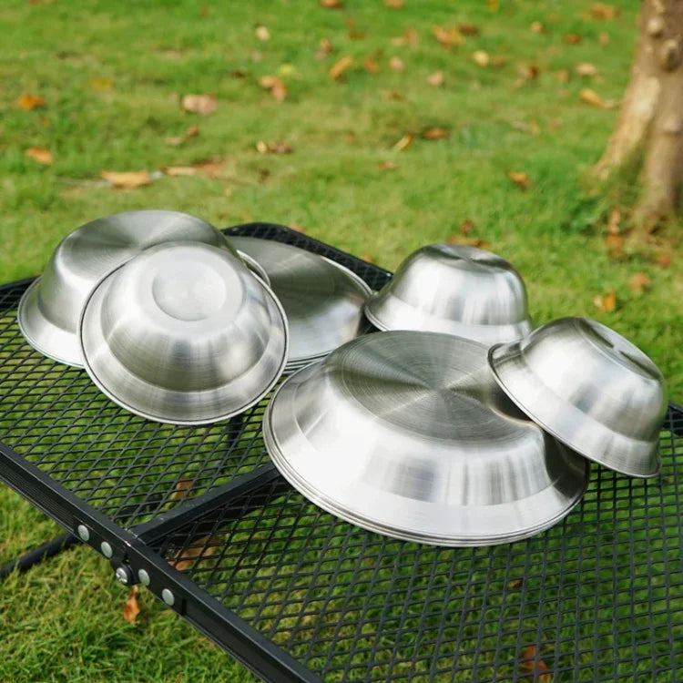 CLS Outdoor Edelstahl Geschirr Tragbares Camping-Essschalen-Set, 16-teilig