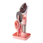 Küchenöl Schmutzige Pfannenbürste Kann Spülmittel Schwammbürste Langstielige Reinigungsbürste, Blau, Rosa, Grau