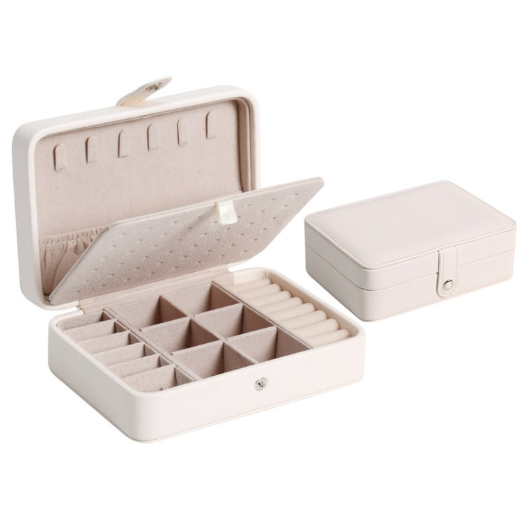 Doppel-Lagen-Leder Tragbare Simple Ohrringe Ring Schmuck Aufbewahrungsbox, 16 x 11 x 5 cm