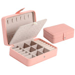 Doppel-Lagen-Leder Tragbare Simple Ohrringe Ring Schmuck Aufbewahrungsbox, 16 x 11 x 5 cm