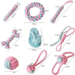 Hunde-Zahnreinigungsspielzeug aus Baumwollseil in Bonbonfarben, gewebtes Baumwollseil, Baumwollseil-Einzelball, Einzelball, Doppelball, Handziehball, Handball, 5 Hantelbälle, 3 Donuts, Knochen, Maiskolben, 7 Maiskolben-Griffstöcke ...
