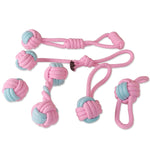 Hunde-Zahnreinigungsspielzeug aus Baumwollseil in Bonbonfarben, gewebtes Baumwollseil, Baumwollseil-Einzelball, Einzelball, Doppelball, Handziehball, Handball, 5 Hantelbälle, 3 Donuts, Knochen, Maiskolben, 7 Maiskolben-Griffstöcke ...