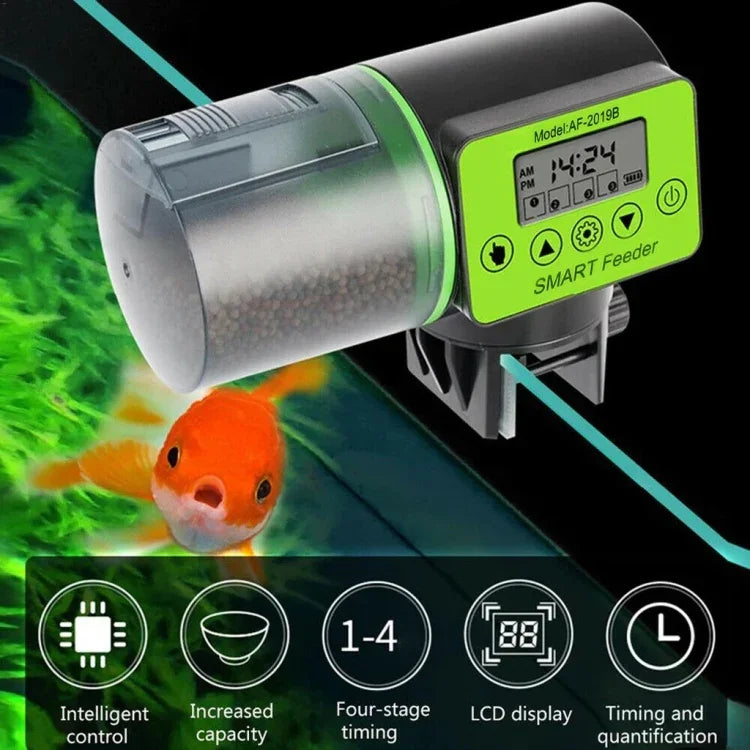 AquaBlue Fischbehälter Intelligenter Timing Automatische Futterspender Aquarium Goldfisch Futterspender Großkapazität Fischfutterautomat,Modell:, AF-2019B Englische Version