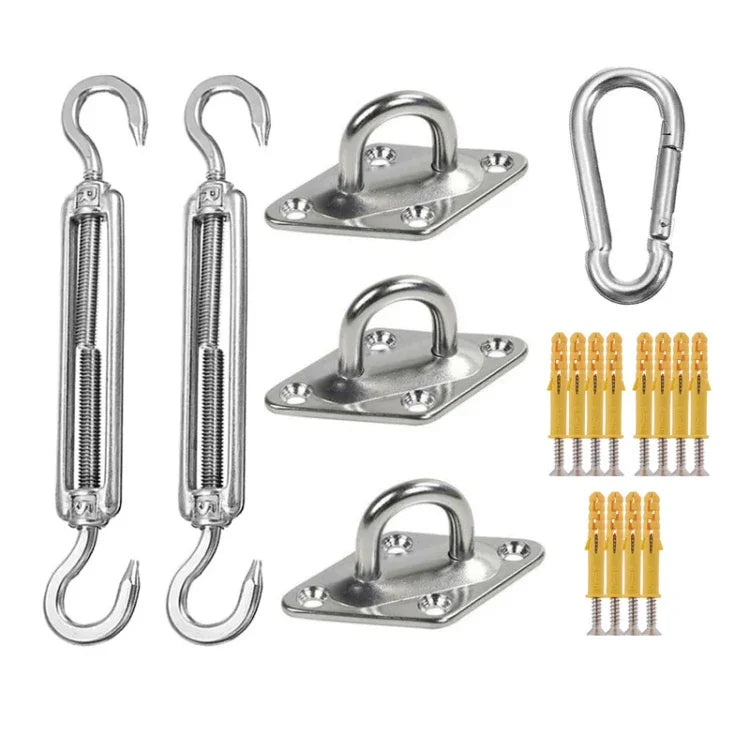 Sonnensegel 304 Edelstahlzubehör Outdoor Sonnenschutz Blumenkorbschrauben Diamant-Türschnalle, 18 PCS / M5 Set