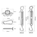 Sonnensegel 304 Edelstahlzubehör Outdoor Sonnenschutz Blumenkorbschrauben Diamant-Türschnalle, 18 PCS / M5 Set