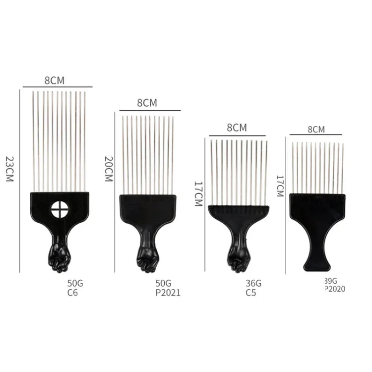 3-teiliger Friseur-Ölkamm aus Stahl mit Nadeln, Kunststoff-Haarschneidekamm mit spitzem Stiel, P2020, P2021, C6, C5