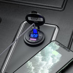 12V Modified Car USB Charger With Voltage Display PD QC3.0 Socket, With Terminal Blue Light, With Terminal Red Light, With Terminal Green Light, With 60cm Line Blue Light, With 60cm Line Red Light, With 60cm Line Green Light