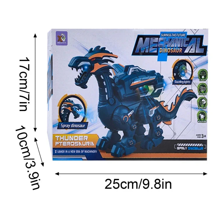 Electric Mechanical Dinosaur Toy Simulation Animal Toy Multifunctional Sound And Light Toy, Style:, Spray-Blue, Spray-Dark Black, No Spray-Gray, No Spray-Green