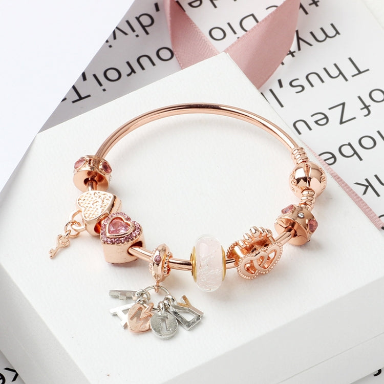 MGZ03 Roségold Liebe Herz Schloss Dekoratives Armband, Länge:, 18cm, 19cm, 20cm