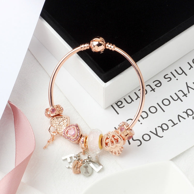 MGZ03 Roségold Liebe Herz Schloss Dekoratives Armband, Länge:, 18cm, 19cm, 20cm