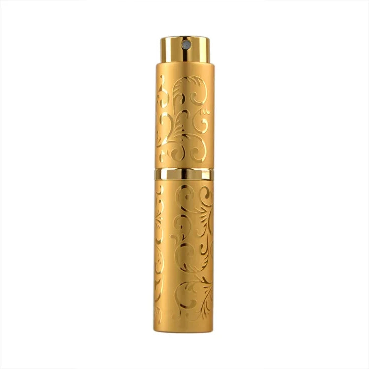 2 Stück geprägte, drehbare Parfümflasche aus Metall, Sterilisations-Sprühflasche mit Alkoholfunktion, 10 ml