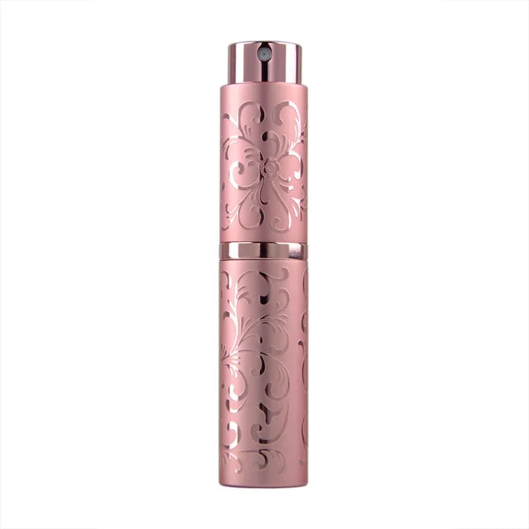 2 Stück geprägte, drehbare Parfümflasche aus Metall, Sterilisations-Sprühflasche mit Alkoholfunktion, 10 ml