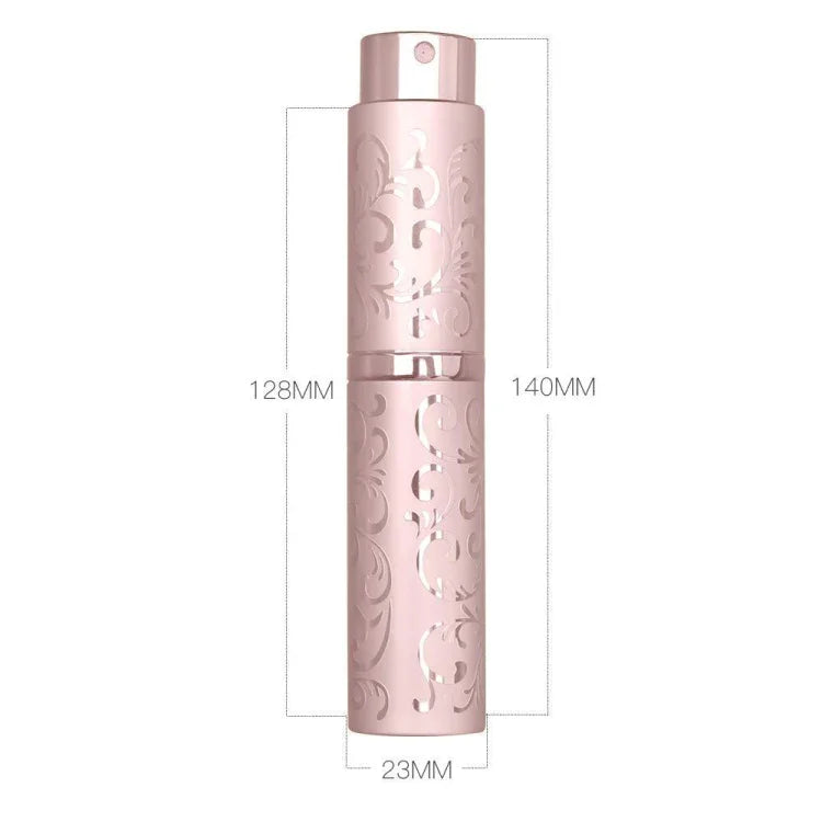 2 Stück geprägte, drehbare Parfümflasche aus Metall, Sterilisations-Sprühflasche mit Alkoholfunktion, 10 ml