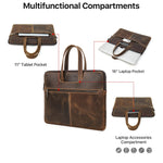 CONTACTS FAMILY CF3010 Crazy Horse Leder Multifunktionale Laptop-Handtasche für MacBook Pro 16 Zoll, für MacBook Pro 16 Zoll