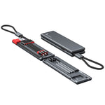 Oatsbasf 03083 Tragbares Multifunktions-Micro-USB + USB-C / Typ-C + 8-Pin 3-in-1 Ladekabel, Weiß, Grau, Orange, Grün