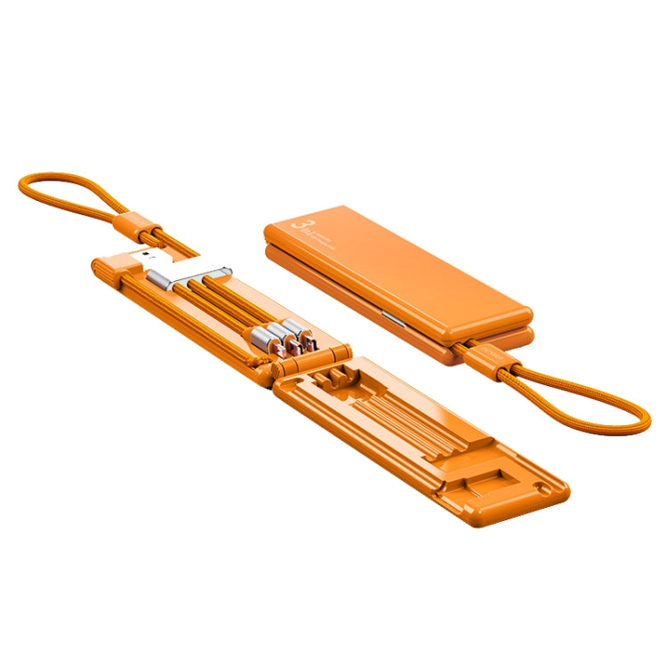 Oatsbasf 03083 Tragbares Multifunktions-Micro-USB + USB-C / Typ-C + 8-Pin 3-in-1 Ladekabel, Weiß, Grau, Orange, Grün