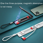 Oatsbasf 03083 Tragbares Multifunktions-Micro-USB + USB-C / Typ-C + 8-Pin 3-in-1 Ladekabel, Weiß, Grau, Orange, Grün