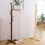Garderobenständer aus Massivholz, Wohnzimmer Schlafzimmer Kleideraufbewahrung, Weiß, Holzfarbe, Kaffee