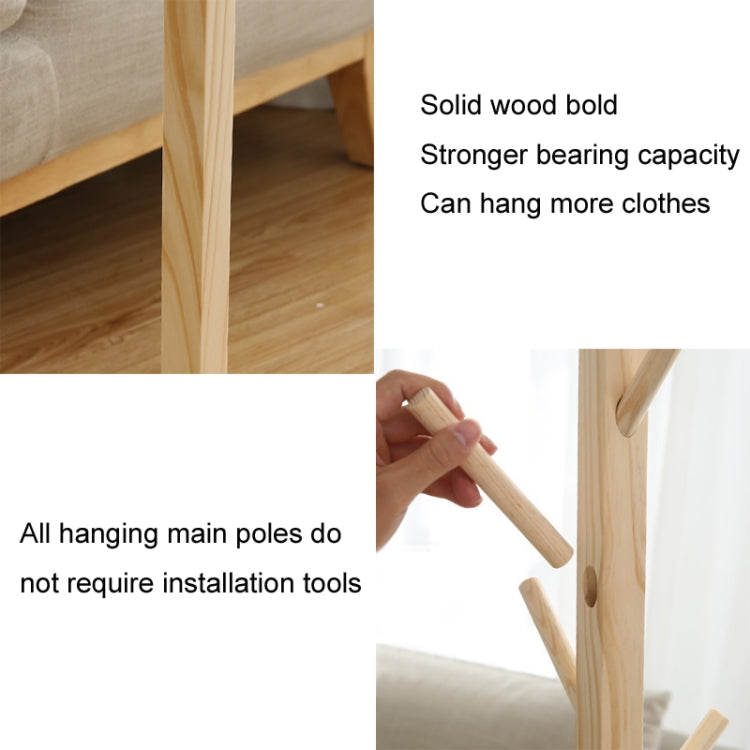 Garderobenständer aus Massivholz, Wohnzimmer Schlafzimmer Kleideraufbewahrung, Weiß, Holzfarbe, Kaffee