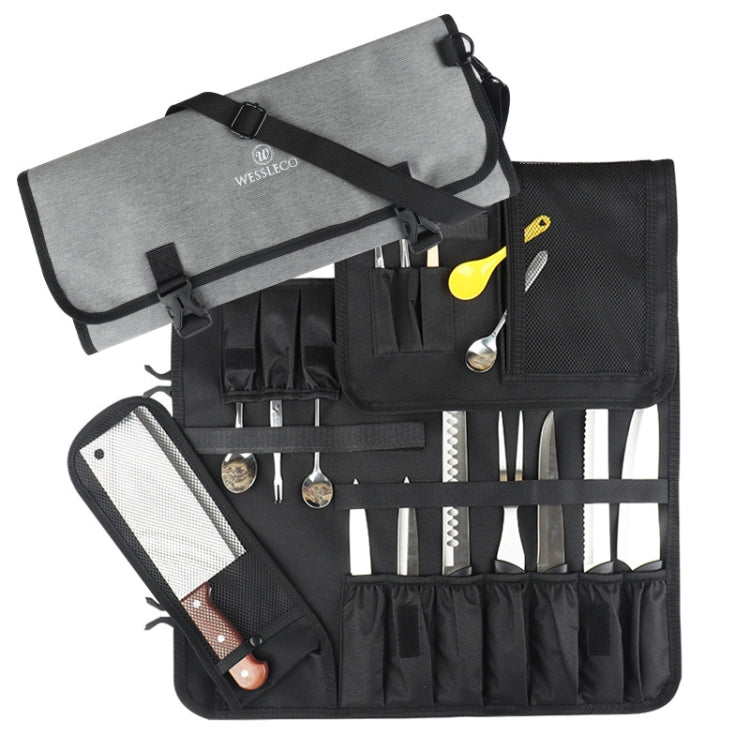 WESSLECO Kochmesser-Werkzeugaufbewahrungstasche Oxford-Stoff Messertasche, WESSLECO Grau