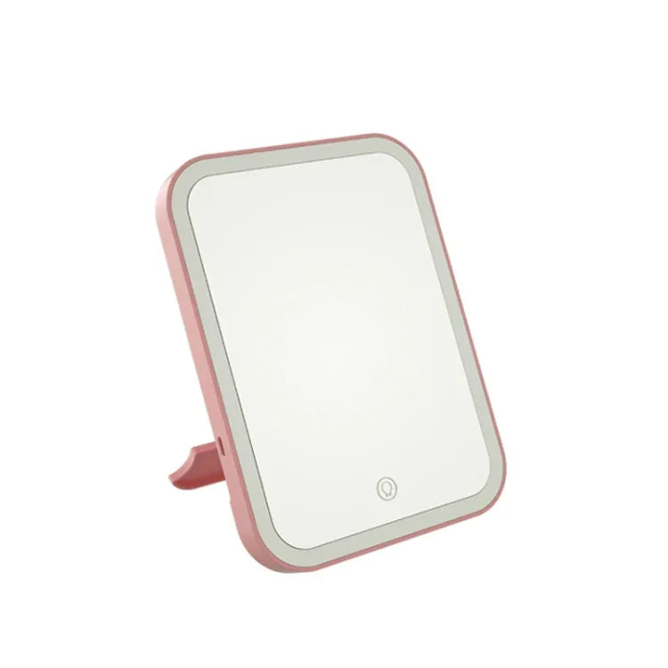 2 Stück LED-Schminkspiegel mit Lampe Fülllicht Studentenwohnheim Desktop Ankleidespiegel Weiblich Faltbarer tragbarer kleiner Spiegel,Stil:, Ladefunktion einfarbiges Licht (Weiß), Ladefunktion einfarbiges Licht (Pink), Plug-in einfarbiges Licht (Weiß)