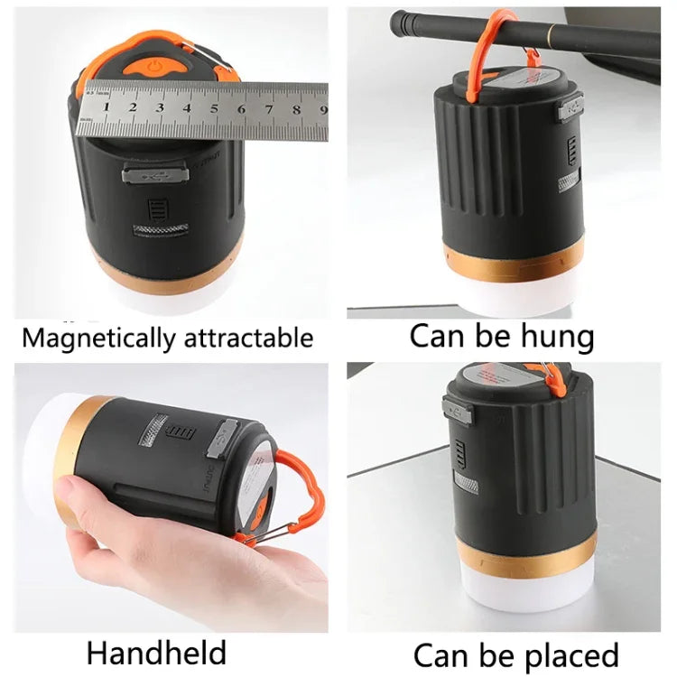 Y10 Campinglampe mit Fernbedienung, Outdoor-Beleuchtung, tragbare USB-Zeltlampe, LED-Laterne, YD-29 Schwarz