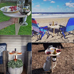 Outdoor Tragbarer Klappbarer Weintisch Outdoor Strandtisch, Schwarz, Doppelschichtig Holzfarbe, Doppelschichtig Schwarz