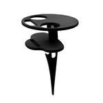Outdoor Tragbarer Klappbarer Weintisch Outdoor Strandtisch, Schwarz, Doppelschichtig Holzfarbe, Doppelschichtig Schwarz