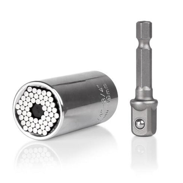 Universeller Drehmomentschlüsselkopf-Satz Steckschlüsselhülse 7-19mm Bohrmaschine Ratsche Buchse Schraubenschlüssel Magic Multi Handwerkzeuge, 7-19mm Schraubenschlüssel