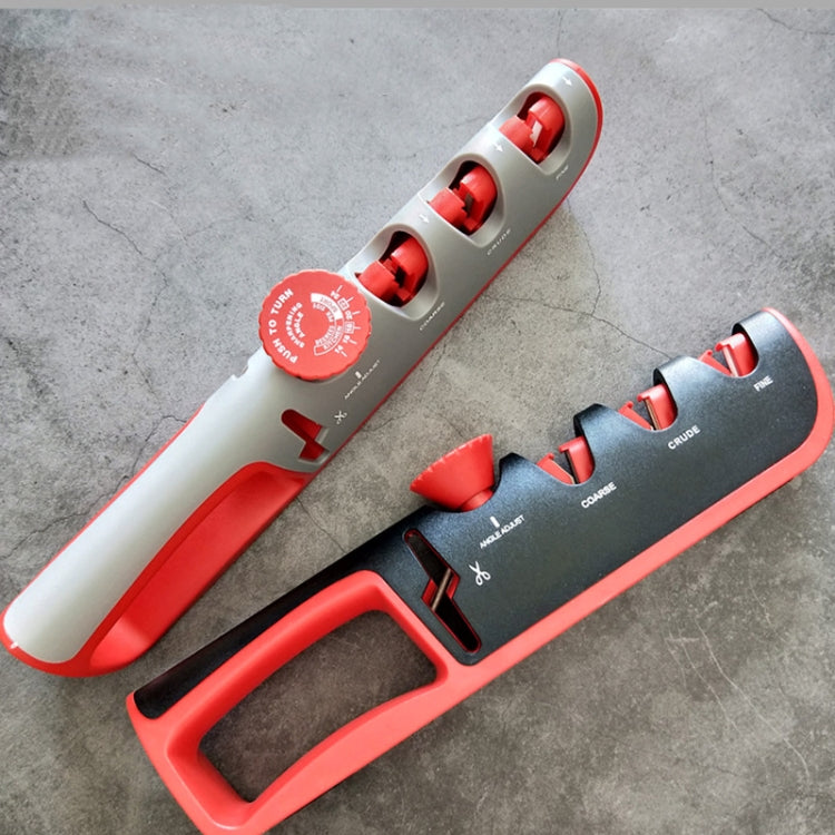 4-in-1 Verstellbarer Manueller Messerschärfer Multifunktionaler Messerschärfer, 4-in-1 (Schwarz Rot), 4-in-1 (Grau Rot)