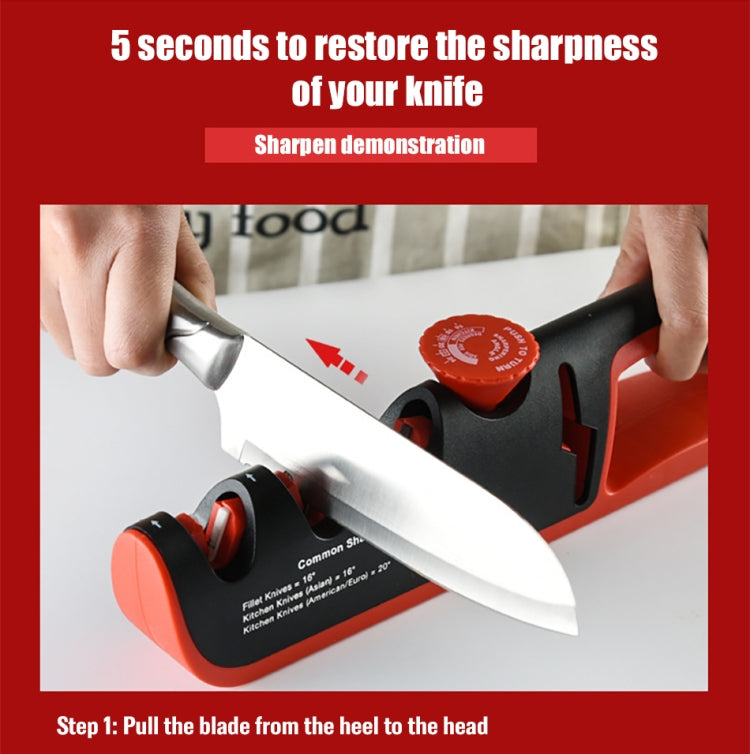4-in-1 Verstellbarer Manueller Messerschärfer Multifunktionaler Messerschärfer, 4-in-1 (Schwarz Rot), 4-in-1 (Grau Rot)