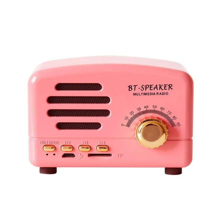 BT01 Retro Mini Bluetooth-Funklautsprecher, tragbares Radio, unterstützt TF-Karte, Rosa, Blau, Schwarz, Rot, Holzmaserung