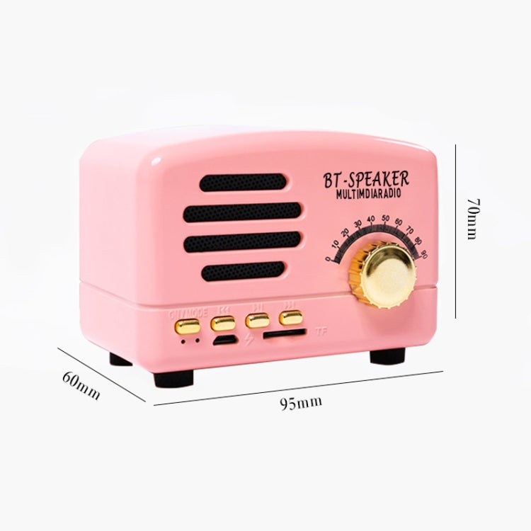 BT01 Retro Mini Bluetooth-Funklautsprecher, tragbares Radio, unterstützt TF-Karte, Rosa, Blau, Schwarz, Rot, Holzmaserung